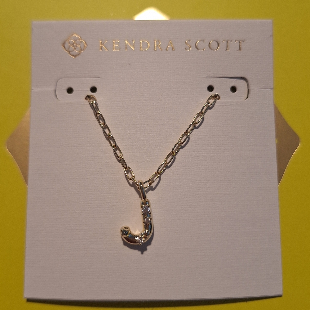 NWT Kendra Scott Crystal Letter "J" Gold Necklace